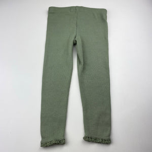 Girls Cotton On, green waffle leggings, Inside leg: 36cm, FUC, size 3,  