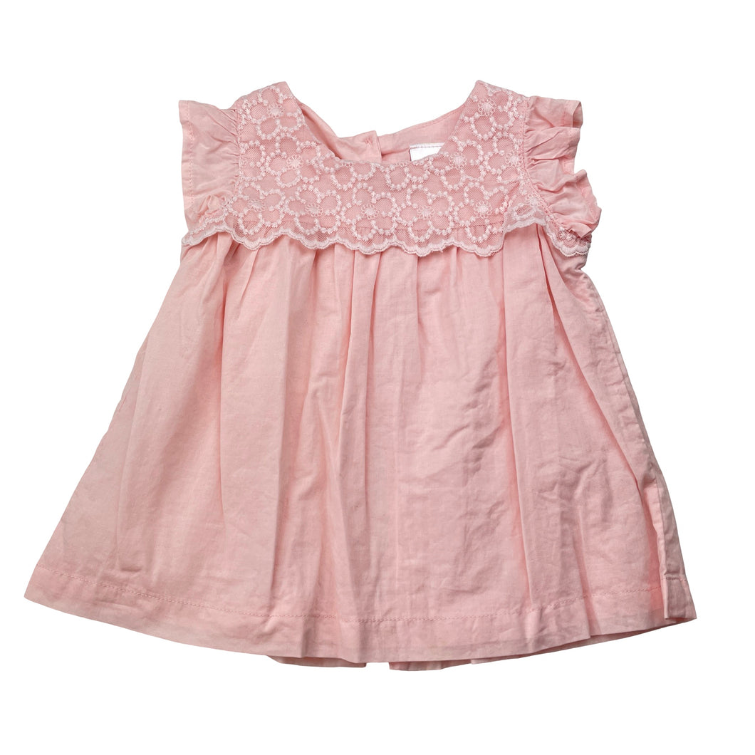 Girls Little Bundle, floral lace trim lined cotton top, EUC, size 1,  