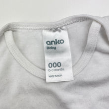 Load image into Gallery viewer, Unisex Anko, white cotton bodysuit / romper, GUC, size 000,  