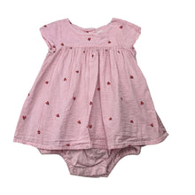 Load image into Gallery viewer, Girls John Lewis, cotton gingham romper dress, ladybirds, GUC, size 0,  