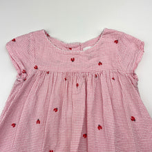 Load image into Gallery viewer, Girls John Lewis, cotton gingham romper dress, ladybirds, GUC, size 0,  