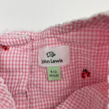 Load image into Gallery viewer, Girls John Lewis, cotton gingham romper dress, ladybirds, GUC, size 0,  