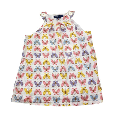 Girls GAP, lined lightweight cotton dress, butterflies, GUC, size 1, L: 40cm