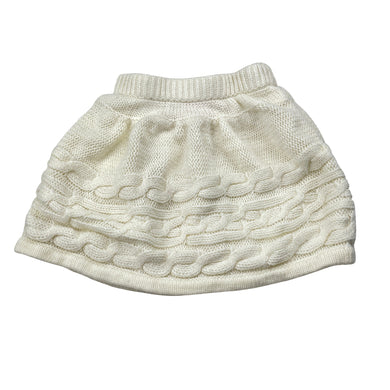 Girls Young Dimension, cream cable-knit skirt, elasticated, L:24cm, FUC, size 2,  