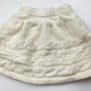 Girls Young Dimension, cream cable-knit skirt, elasticated, L:24cm, FUC, size 2,  