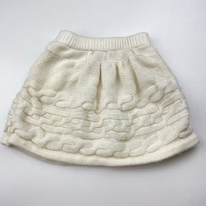Girls Young Dimension, cream cable-knit skirt, elasticated, L:24cm, FUC, size 2,  