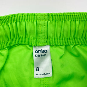 Boys Anko, fluoro green boardshorts, elasticated, EUC, size 8,  