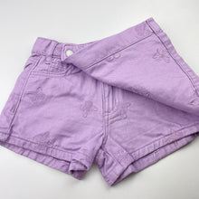 Load image into Gallery viewer, Girls Cotton On, embroidered purple denim shorts / skort, adjsutable, GUC, size 3,  