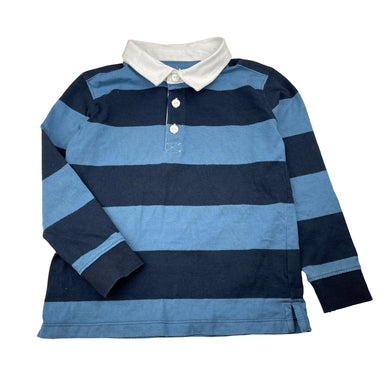 Boys Anko, blue stripe cotton long sleeve polo top, GUC, size 5,  