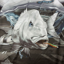 Load image into Gallery viewer, Boys SAMAKI, long sleeve fishing jersey / shirt, light mark on collar, FUC, size 6,  