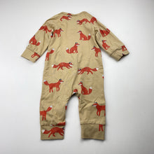 Load image into Gallery viewer, Unisex Target, organic cotton blend zip romper, foxes, EUC, size 000,  