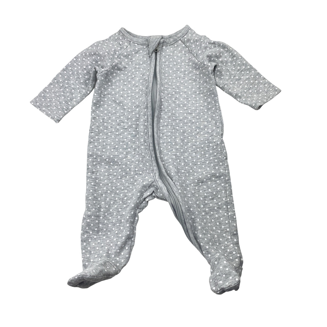 Unisex Target, grey zip coverall / romper, GUC, size 0000,  