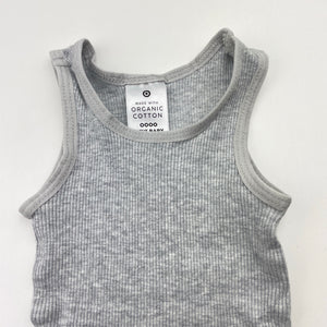 Unisex Target, grey ribbed organic cotton singlet top, EUC, size 0000,  