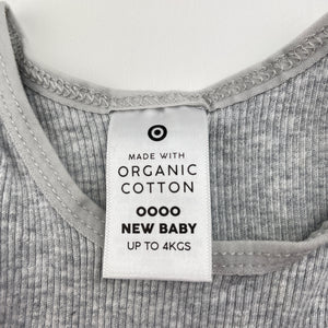 Unisex Target, grey ribbed organic cotton singlet top, EUC, size 0000,  