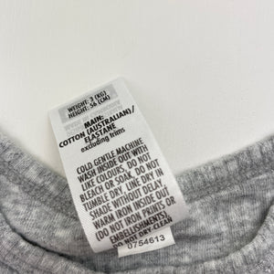 Unisex Bonds, grey long sleeve bodysuit / romper, EUC, size 0000,  