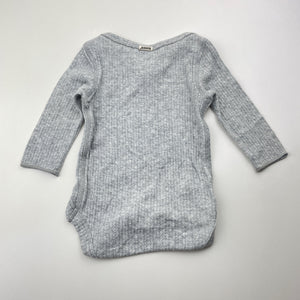 Unisex Bonds, grey long sleeve bodysuit / romper, EUC, size 0000,  