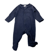 Load image into Gallery viewer, Unisex Target, navy ribbed organic cotton blend zip coverall / romper, EUC, size 0000,  