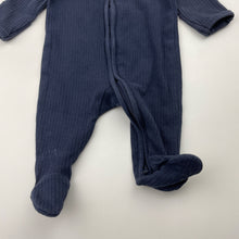 Load image into Gallery viewer, Unisex Target, navy ribbed organic cotton blend zip coverall / romper, EUC, size 0000,  