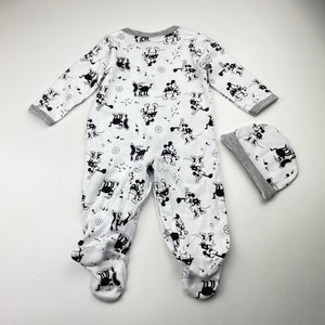 Unisex soft feel, coverall / romper, Mickey & Minnie Mouse, EUC, size 000,  