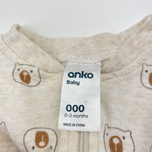 Load image into Gallery viewer, Unisex Anko, cotton zip coverall / romper, bears, EUC, size 000,  