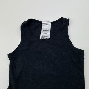 Unisex Bonds, black stretchy singletsuit romper, EUC, size 0000,  