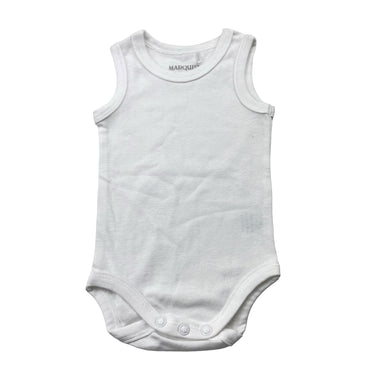 Unisex Marquise, white cotton bodysuit / romper, EUC, size 0000,  