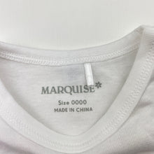Load image into Gallery viewer, Unisex Marquise, white cotton bodysuit / romper, EUC, size 0000,  