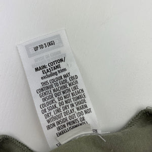 Unisex Bonds, khaki bodysuit / romper, zebra, EUC, size 00000,  