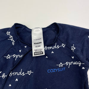 Unisex Bonds, navy COZYSUIT coverall / romper, EUC, size 0000,  