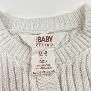 Unisex Cotton On, ribbed knit organic cotton romper, EUC, size 000,  