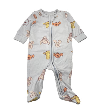 Unisex Disney, Winnie the Pooh soft feel zip coverall / romper, GUC, size 000,  