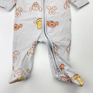 Unisex Disney, Winnie the Pooh soft feel zip coverall / romper, GUC, size 000,  