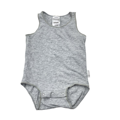 Unisex Bonds, grey stretchy singletsuit romper, GUC, size 0000,  