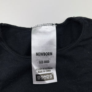 Unisex Bonds, black stretchy bodysuit / romper, EUC, size 0000,  