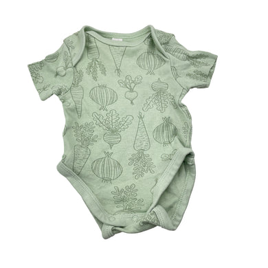 Unisex Dymples, organic cotton bodysuit / romper, vegetables, EUC, size 00000,  