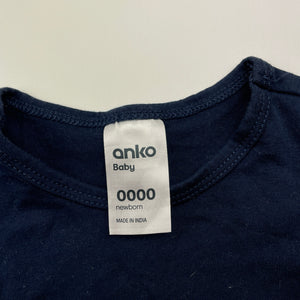 Unisex Anko, navy stretchy bodysuit / romper, EUC, size 0000,  