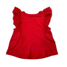 Load image into Gallery viewer, Girls KID, red cotton broderie trim top, EUC, size 3,  