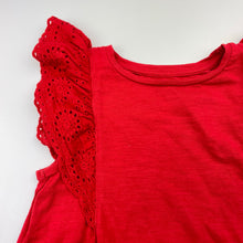 Load image into Gallery viewer, Girls KID, red cotton broderie trim top, EUC, size 3,  