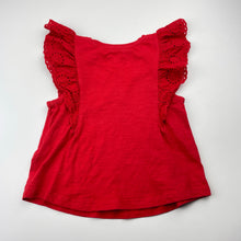 Load image into Gallery viewer, Girls KID, red cotton broderie trim top, EUC, size 3,  
