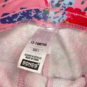Girls Bonds, colourful floral Digi Sweats track pants / bottoms, EUC, size 1,  