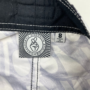 Boys Mambo, black & white lightweight boardshorts, FUC, size 8,  