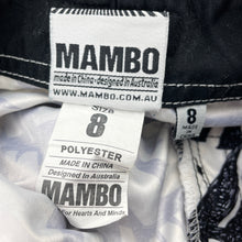 Load image into Gallery viewer, Boys Mambo, black &amp; white lightweight boardshorts, FUC, size 8,  