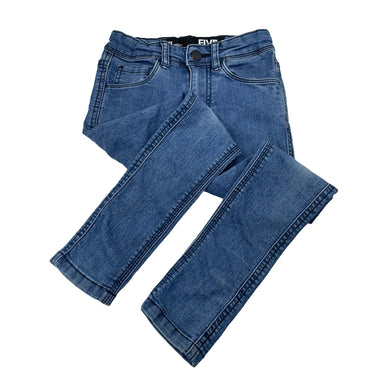 Unisex Cotton On, blue stretch denim jeans, adjustable, inside leg: 44.5cm, FUC, size 5,  