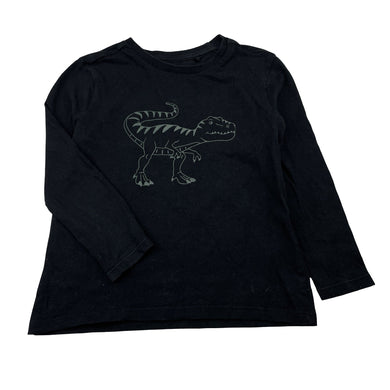 Boys Anko, black cotton long sleeve tee / top, dinosaur, GUC, size 4,  