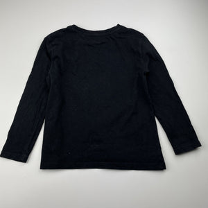 Boys Anko, black cotton long sleeve tee / top, dinosaur, GUC, size 4,  