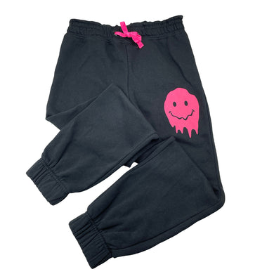Girls Mango, black fleece-lined track pants, elasticated, inside leg: 54cm, EUC, size 9,  
