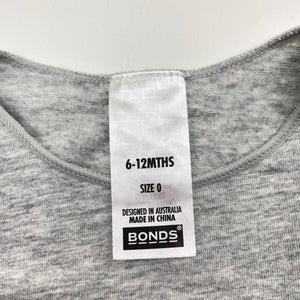Unisex Bonds, grey stretchy bodysuit / romper, EUC, size 0,  