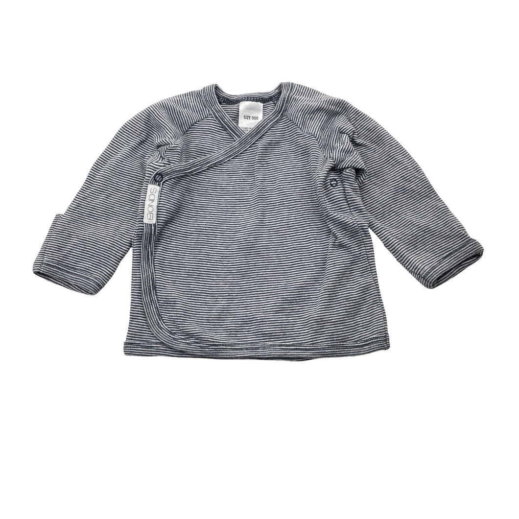 Unisex Bonds, navy stripe soft cotton long sleeve top, EUC, size 000,  