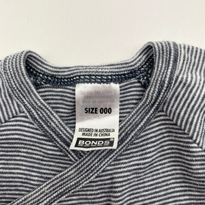 Unisex Bonds, navy stripe soft cotton long sleeve top, EUC, size 000,  