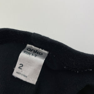 Girls Anko, black stretchy leggings, inside leg: 26cm, FUC, size 2,  